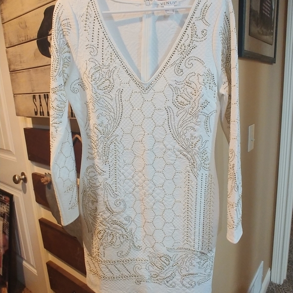 Venus white gold studded cocktail dress - Picture 1 of 5